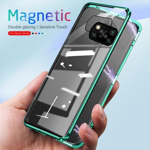 For Xiaomi Poco X3 Pro Case 360° Magnetic Flip Covers For Pocophone X 3 Pocox3 Little X3Pro Double Sided Glass Protective Fundas