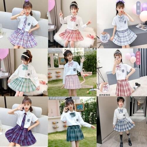 Kids vintage pleated skirt for girl plaid cotton skirts school clothes spring autumn teenager girl skirt children clothing 3-14Y