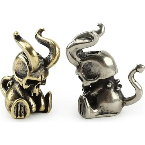 DIY Knife Beads Brass Horn Devil Beads Umbrella Rope Cord Pendant Vintage Copper Paracord Beads Accessory