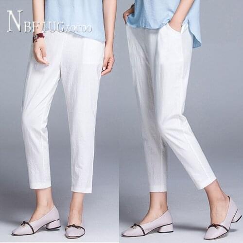 Cotton Linen Casual Women Pants 2020 New Korean Loose Slim Summer Thin Ankle Length Female Harem Trousers