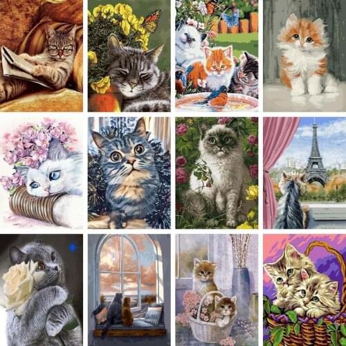 Cat Painting By Numbers Animal Canvas Poster Wall Art Print Nursery Painting Nordic Decor Picture Kid Bedroom Cuadros