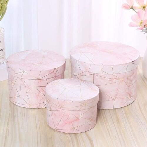 Round Flower Boxes with Lid Florist Paper Packaging Flower Bucket Party Wedding Gift Box Home Candy Chocolate Gifts Storage Box