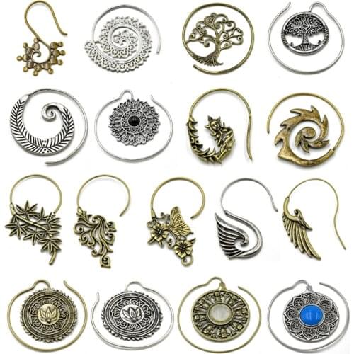 BOG-12PCS Different Designs Copper Ear Weights Hangers Spiral Brass Ear Taper Stretcher Tunnel Plug Gauge Expanders Piercing