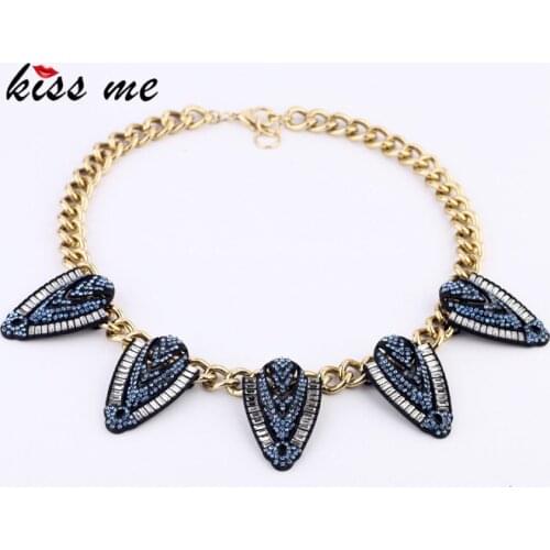 Fashion accessories rhinestone crystal triangle pendant short design necklace