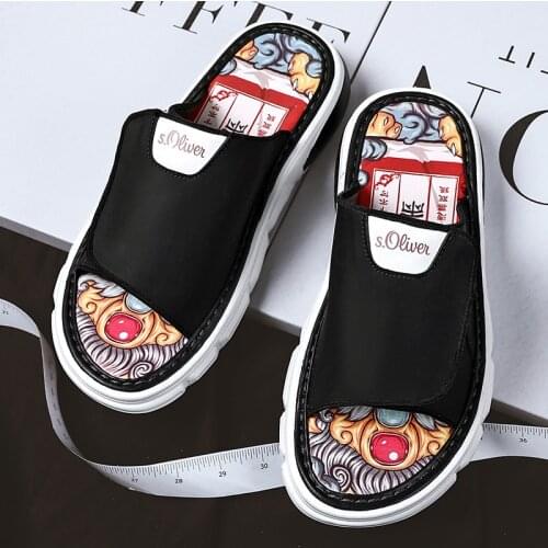Jumpmore New Fashion Slippers Men Graffiti White Slides Summer Sandals Holiday Shoes Size 39-44