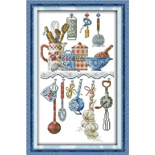 Joy Cross Stitch Kits Pattern For Embroidery Sewing Kitchenware Cartoon Counted Cross Stitch Embroidery Needlework Home decor