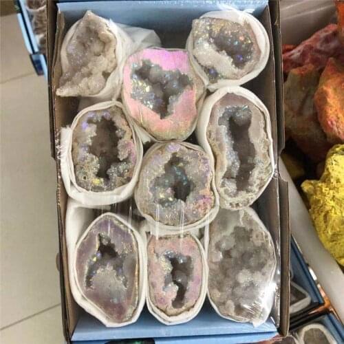 Natural agate geode quartz crystal aura crystals stone and crystals Healing quartz druzy for home decoration gift