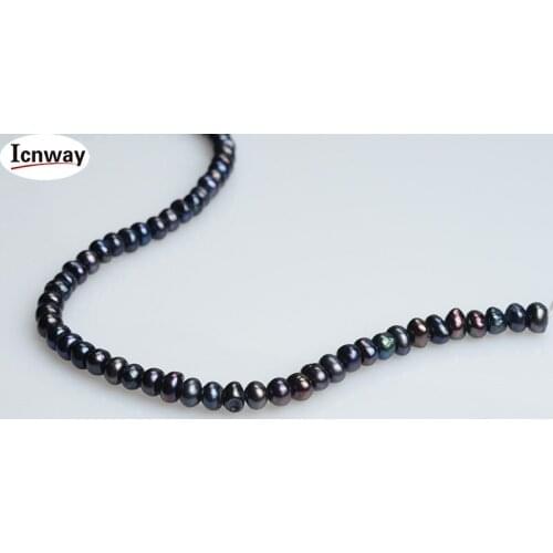 2 strands Natural A black freshwater Pearl 3-4mm For Jewelry Making 15inches DIY necklace bracelet FreeShipping Wholesale