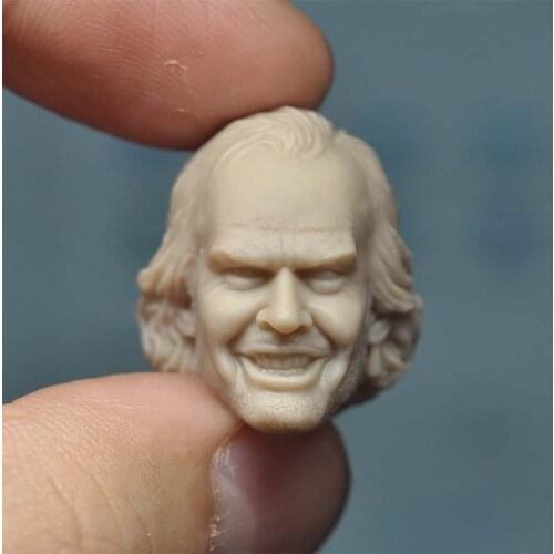 1/12 Scale Unpainted Jack Nicholson Human Head Sculpture Fit 6'' Male Action Figure for Fans DIY
