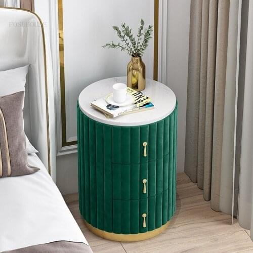 Nordic Three Drawer Nightstand Minimalist Modern Flannel Storage Nightstand Home Furniture Luxury Creative Bedroom Nightstands