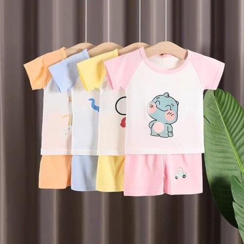 Baby Boys Girls Cartoon Clothes Outfit Suit Cute Children Summer Cotton 1 2 3 4 5 6 Years Kids Boys Clothes Sets T-shrit+shorts