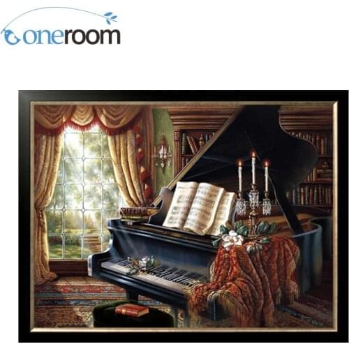 ONEROOM The Piano Needlework 14CT Cross stitch Embroidery home Counted White canvas Cross-Stitching kit embroidery