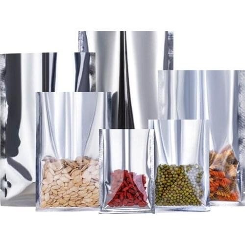 2000Pcs/Lot Transparent Open Top Silver Aluminium Bags for Food Packing Clear Plastic Mylar Heat Seal Vacuum Packaging Bags
