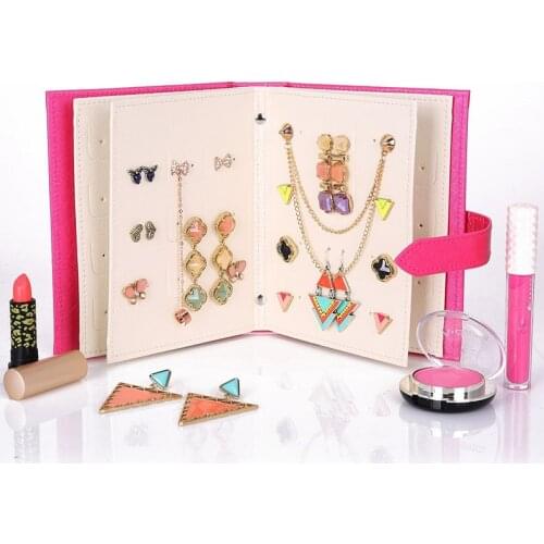 48 Holes Portable Earrings Organizer Display Stand Leather Album Earring Holder Show Box Jewelry Organizer 1Pc