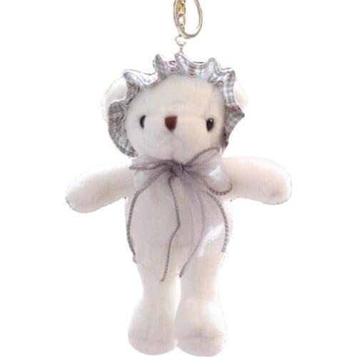 Small Size Practical Cartoon Teddy Bear Plush Bag Chain with Buckle Plush Toy Easy-carrying for Girl