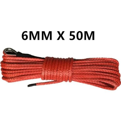 Factory directly selling 6mm x 50m synthetic winch lines uhmwpe cable plasma rope with sheath car accessories free shipping
