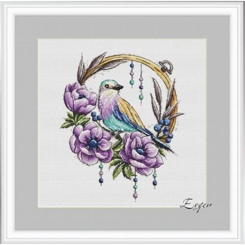 The bird on the wreath-Anemone 30-34 Cross Stitch Kit Package Greeting Needlework Counted Kits Embroidery cross stitch set