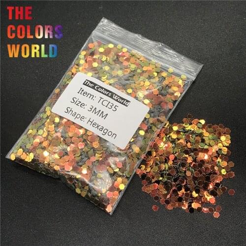 TCI35 Pearlescent Iridescent Color With Gold Light Hexagon Shape Nail Glitter Nail Art Design BodyPaint Henna DIY Cup Decoration