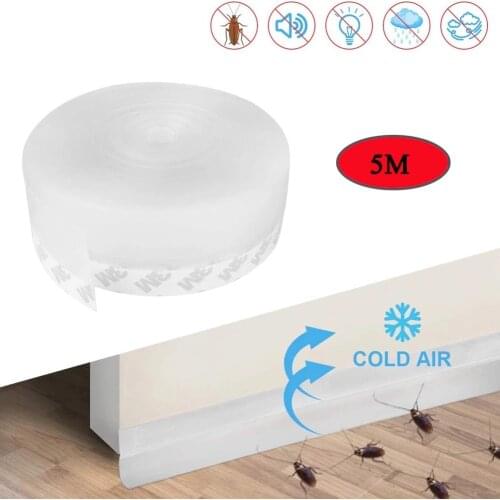 1M/5M Length Window Door Bottom Self Adhesive Silicone Rubber Seal Weathering Strip Door Sealing Bar Window Sealing Tape 2021