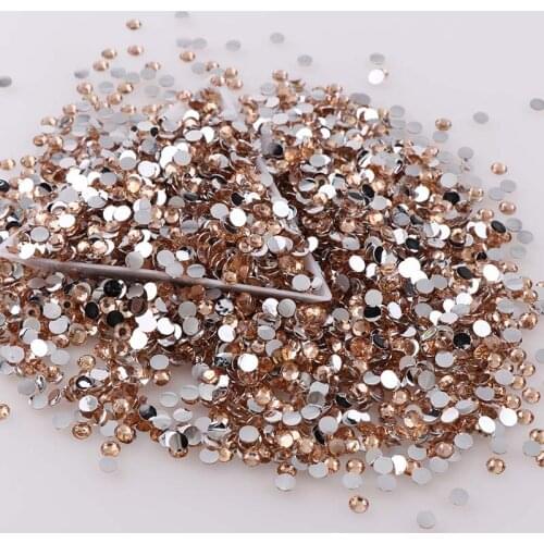Champagne 10000pcs 2mm/3mm/4mm/5mm Round Resin Flatback Rhinestones For DIY Nail Art/Jewelry Decoration