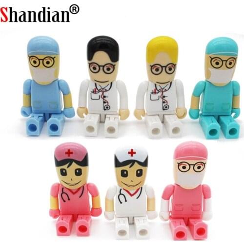 SHANDIAN Doctor nurse usb flash drive 4GB 8GB 16GB 32GB 64GB USB 2.0 toy Dentist Pendrive pen drive memory stick free shipping