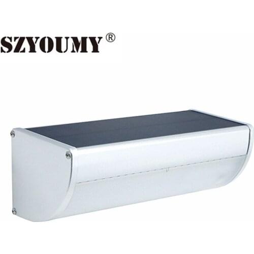 SZYOUMY Led Solar Light 32 48 60 Led 360° Radar Motion Sensor Aluminum Alloy Housing Waterproof Wall Light For Garden Deck