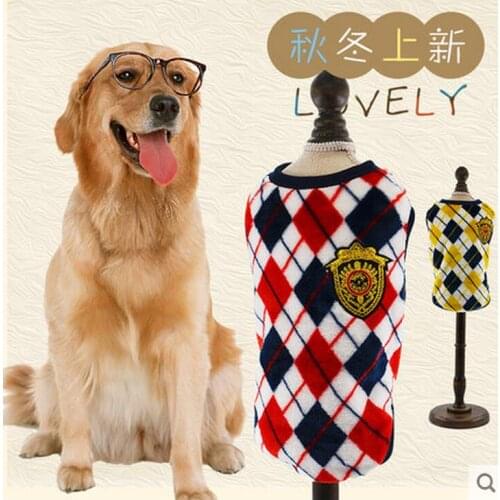 Spring Autumn Flannel Large Dog Vest Diamond Pet Shirt British Pet Clothes Husky Labrador Retriever Large Size Dog Pet XL~6XL