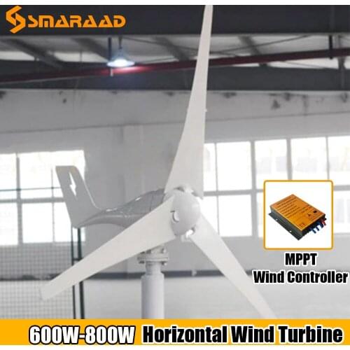 2020 New Arrival Free Energy 600W 800W 3 5 Blades Windmill 12V 24V Wind Power Wind Turbine Generator MPPT Controller Homeuse
