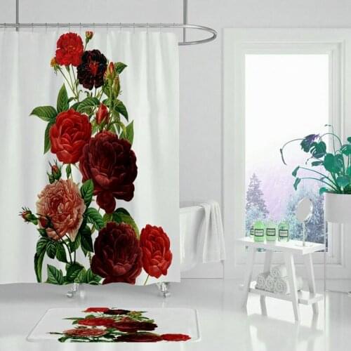 Shower curtain flower plant spring scenery home bathroom decoration waterproof polyester fabric bathtub curtain