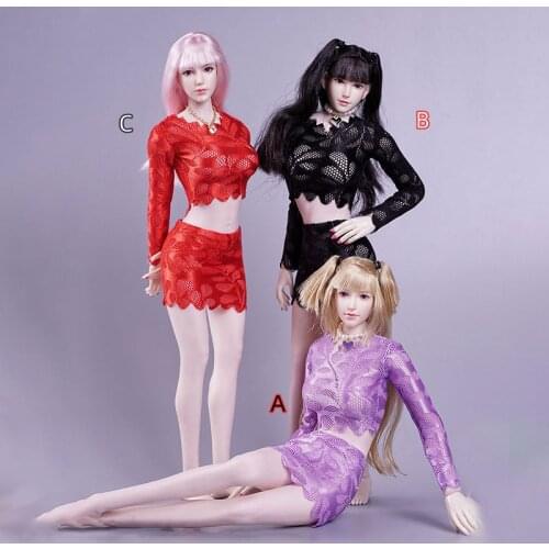 1/6 Female High Elastic Chest Wrap Hip Skirt Soldier Clothes Set Fit 12'' Action Figure Body