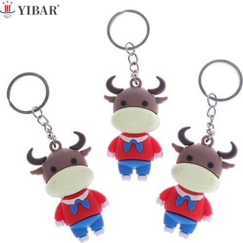 1pcs Creative Cartoon Cow Keychains Cute Doll Key Chain CustomBag Pendant Car Leather Key Ring