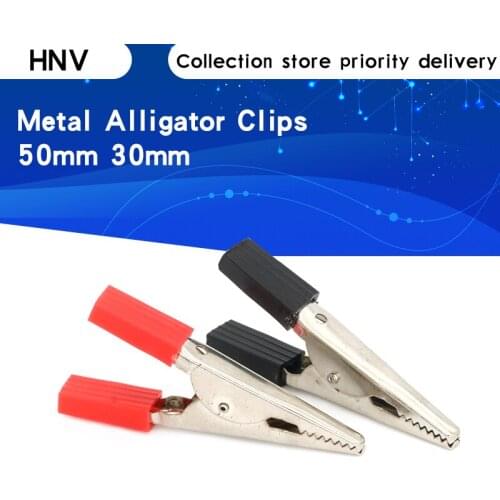 Hot 10pcs 50mm 30mm Plastic Handle Test Probe Metal Alligator Clips Connector Connect Socket Plug for Battery