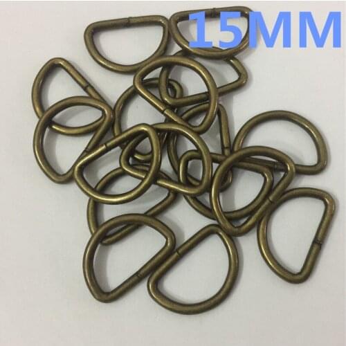 100pcs 5/8"(15mm) Antique Bronze Plated D Ring Semi Ring Ribbon Clasp Knapsack Belt Buckle Garment Accessories