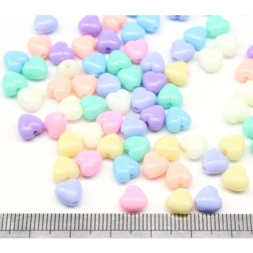 1000pcs 7mm pastel mix color Acrylic Heart Beads Jewelry Charms Diy Accessories smooth surface finishment