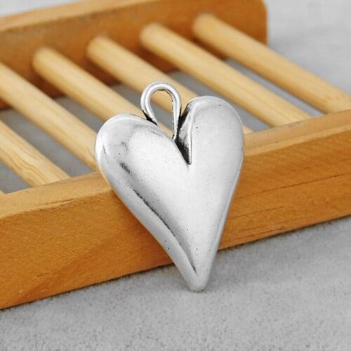 20PCS Antique Tone Heart Charms Pendants for Necklace Making Jewelry Findings 38x28mm