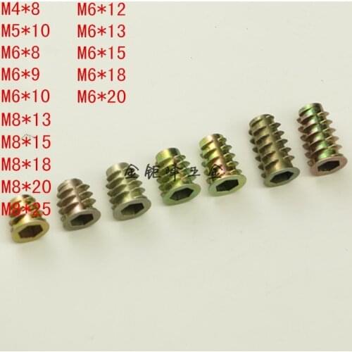50Pcs M4 M5 M6 M8 Zinc Alloy Thread For Wood Insert Nut Flanged Hex Drive Head Furniture Nuts