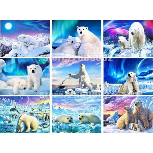 5D Diy Diamond Painting Full Square Bear Winter Picture Of Rhinestones Embroidery Animal Handmade Gift Home Decor TT1780