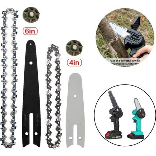 4/6 Inch Chainsaw Guide Bar Saw Chain Set Fittings For Electric Chainsaw Wood Cutting Tools Accessories