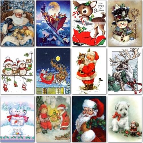5D DIY Diamond painting Santa Claus Christmas dog snowman Full Square Diamond embroidery Cross stitch Full Round Diamond mosaic