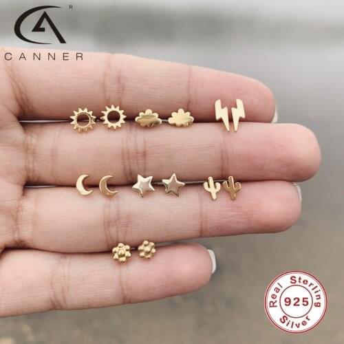 CANNER Ins Geometry Stud Earrings For Women Pendientes Plata 925 Girls Party Accessories Puncture Is Versatile Earrings Jewelry