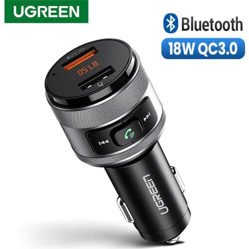 UGREEN Bluetooth FM Transmitter Quick 3.0 Car Charger Bluetooth 4.2 Wireless Radio Adapter Dual USB Fast Car Charger