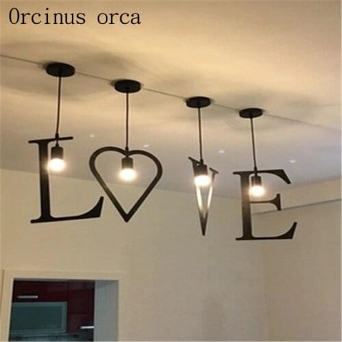 Bar chandelier modern simple creative personality geometric lamp Cafe Cafe art iron art balcony letter pendant lamp