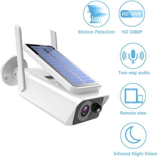 AOUERTK 2MP Wireless CCTV Camera WIFI Solar Camera 1080P Rechargeable Battery Security Camera IP Waterproof Outdoor Camera