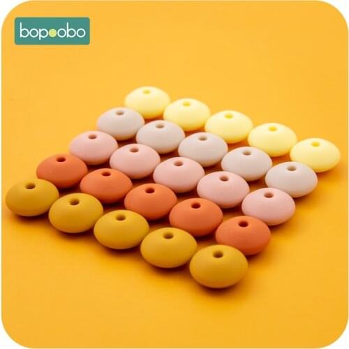 Bopoobo 100pc Silicone Chewable Beads For Pacifier Chain Holder DIY Crafts Abacus Bead Chewing Necklace Beading For Baby To Chew