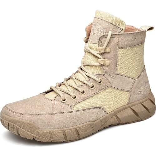 Mens Desert Tan Military Tactical Work Ankle Boots Shoes Desert Climb Combat Plus Size Army 2Colors B01