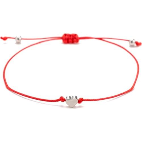 Classic Handmade Red String Heart Charm Bracelets For Women Men Kids Adjustable Cord Thread
