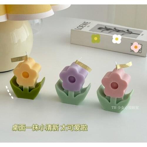 1PC INS Korea Flower Candle Romantic Cute Soy Wax Aromatherapy Small Scent Relaxing Birthday Wedding Party Gift Home Decoration