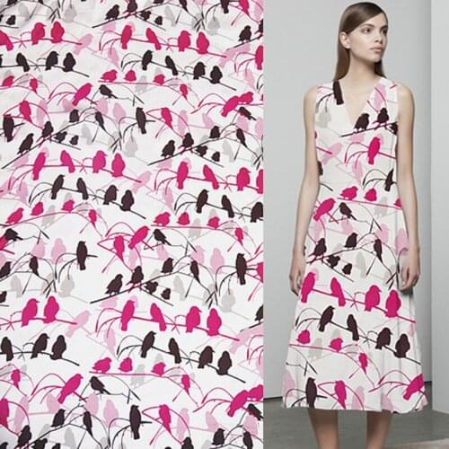 Designer bird pattern 100% silk satin silk Charmeuse fabric animal design 16momme 140cm,SSC100