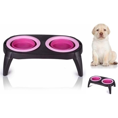 Pet Double Bowl Pet Silicone Bowl Folding Bowl Pet Bowl dog stuff