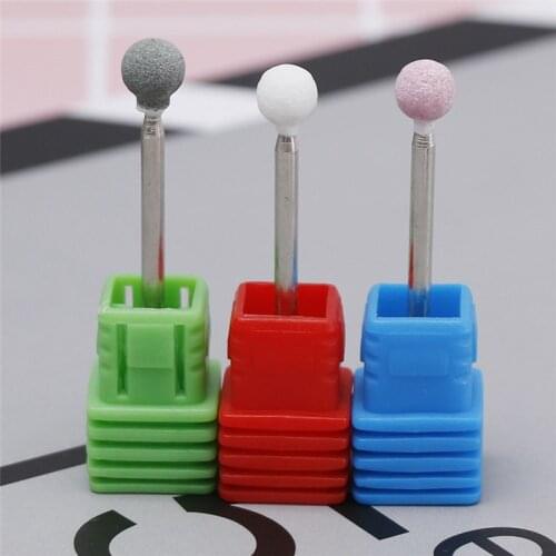 3 Colors Electric Nail Drill Grinding Stone Round Burr Cuticle Clean Mill Bits Electric Manicure Nail File Drill Nail Art Tools